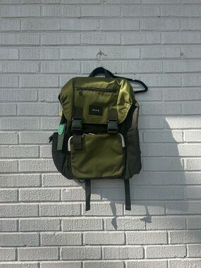STATE Olive Green & Dark Green Backpack with Front Buckles